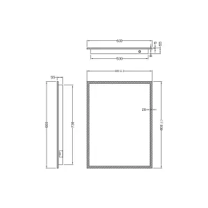 UK Home Living Avalon - PRICE REDUCED -LED Mirror w/Demister Pad & Shaver Socket 600x800mm