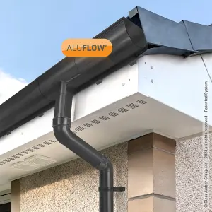 Aluflow Grey Half round Gutter length (L)4m