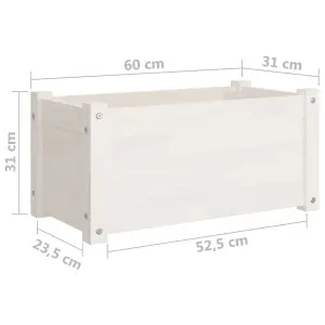 Berkfield Garden Planter White 60x31x31 cm Solid Pinewood