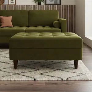 Dunelm Zoe Storage Footstool, Art Deco, Green, Olive, Fabric/Velvet