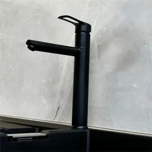 Liquida W16BL Single Lever 360 Degree Swivel Spout Black Kitchen Tap