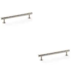 2 PACK - Hammered T Bar Pull Handle - Satin Nickel - 160mm Centres SOLID BRASS Drawer