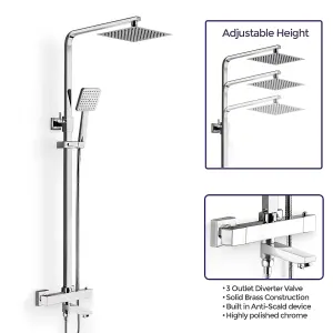 Nes Home Fawley Square Thermostatic Shower Kit with Bath Filler Chrome