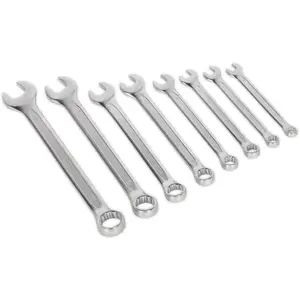 8-Piece Slim Handled Metric Spanner Set with 12-Point Design and Carry Rack