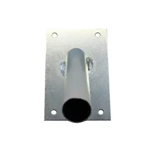 Single Flag Pole Holder - Wall Mounted Flag Pole Bracket, Galvanised (Silver), Rust and Weather Resistant, Heavy Duty