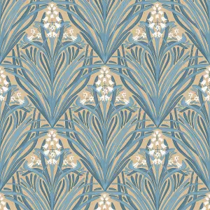 Elegance Bellflower Wallpaper Ochre & Green M66104