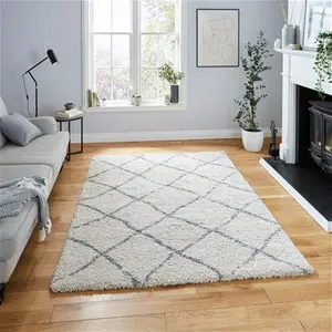 Think Rugs Scandi Berber G257 Rug, Moroccan, Size: 120cm X 170cm (4ft X 5.5Ft), Scandi Berber G257 Cream Grey