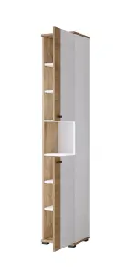 Fargo 17 Bathroom Cabinet H1930mm W350mm D300mm - White Gloss & Oak Golden Finish