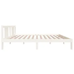 Berkfield Bed Frame White Solid Wood 150x200 cm King Size