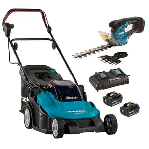 Makita DLM432CT2 Twin 18v / 36v LXT Cordless 43cm Lawn Mower + Hedge Trimmer 5AH