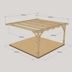 Premium Wall Mounted Pergola and Decking Kit - Wood - L420 x W420 cm - Light Green