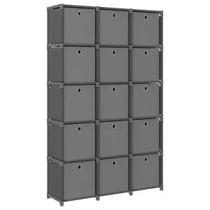 Berkfield 15-Cube Display Shelf with Boxes Grey 103x30x175.5 cm Fabric