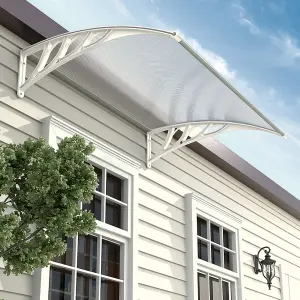 Cream Outdoor Front Door Canopy Awning Rain Shelter for Window,Porch and Door W 120 cm x D 80 cm x H 23.8 cm