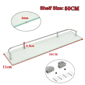 Wall Mounted Tempered Glass Storage Organizer Bathroom Shelf 50 cm