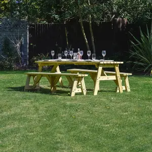 Oakham 8ft Picnic Table and Bench Set - L244 x W91 x H72 cm - Light Green