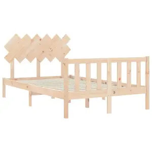 Berkfield Bed Frame with Headboard Small Double Solid Wood