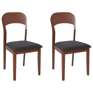 Set of 2 Dining Chairs ALVIN Rubberwood Dark Wood