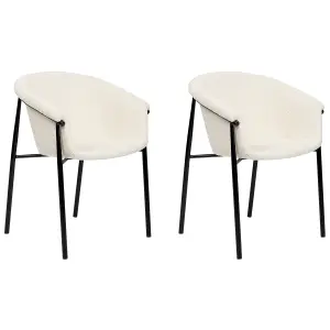 Set of 2 Dining Chairs AMES Boucle Off-White