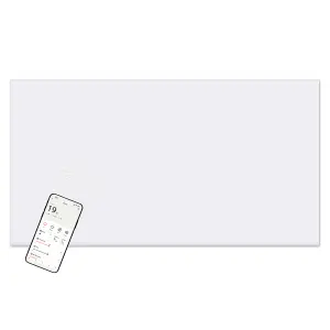 MYLEK Panel Space Heater White 1.5KW Eco, Smart and WiFi App Slimline Low Energy - Wall Mounted, Bathroom IPX4