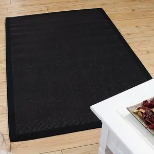 Black/Black Natural Decorative Plain Bordered Modern Anti Slip Easy to Clean Rug for Living Room and Bedroom-160cm X 230cm