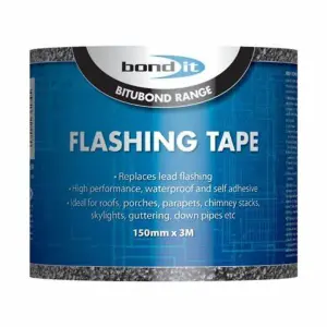 Bond It Flashing Tape 150mm x 10Metres, Black, BDF004 (Pack of 12)