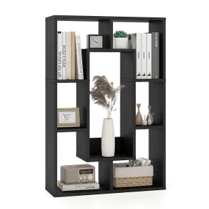 Costway 7-Cube Bookcase Wooden Storage Geometric Bookshelf Corner Decorative Display Shelf