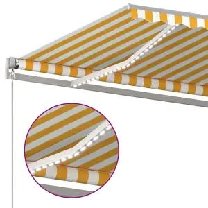 Berkfield Manual Retractable Awning with LED 400x300 cm Yellow and White