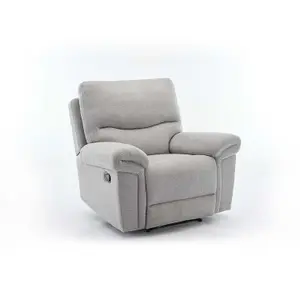 Fosse 1 + 2 + 3 Seater Manual Recliner Fabric Modern Living Sofa Light Grey