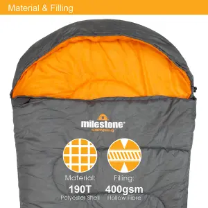 Milestone Camping Mummy Double Layer Sleeping Bag - Black