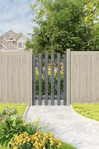 Grey Coated Freestanding Wooden Picket Garden Gate and Fence Door W 76cm H 120cm