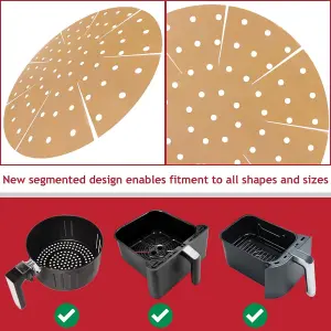 SPARES2GO Universal Round Air Fryer Drawer Mat Liners (Reusable, Non-Stick, Perforated, Pack of 2)