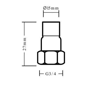 Flomasta Straight End feed Tap connector 15mm x ¾" (L)27mm, Pack of 1