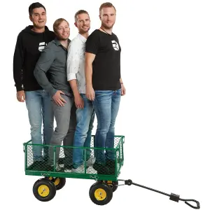 Garden Trolley - foldable side walls, padded handle, 550 kg load capacity - green