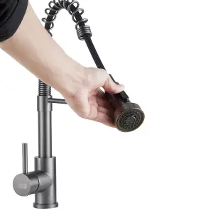 Grey Commercial Swivel Pull out Kitchen Tap Mixer Tap Faucet