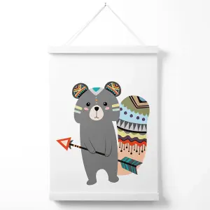 Grey Squirrel Tribal Animal Poster with Hanger / 33cm / White