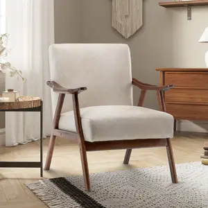 Faux Leather Suede Cream Selma Accent Chair