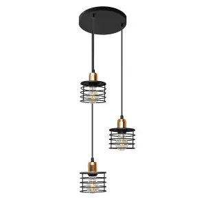 Luminosa Edison Cluster Pendant Ceiling Light Black 38cm