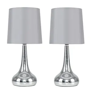 Chasse Metal Table Lamp (Set of 2) Silver Base / Grey Shade / Included