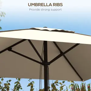 Outsunny Sun Parasol with Vent, Table Umbrella for Patio, Garden, Pool, Beige