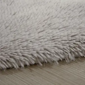 Sienna Fluffy Rug Anti-Slip Shaggy Runner Floor Mat, Silver - 60 x 150cm