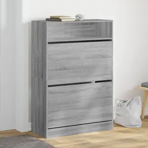 Berkfield Shoe Cabinet with 2 Flip-Drawers Grey Sonoma 80x34x116 cm