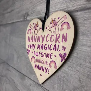 Funny Nanny Gift For Birthday Christmas Unicorn Gift From Grandchildren Wood Heart