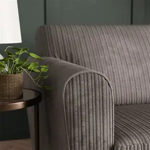 Dunelm Blake Curved Arm Jumbo Cord Standard Back 3 Seater Sofa, Mid Century, Jumbo Cord Grey, Fabric/Jumbo Cord