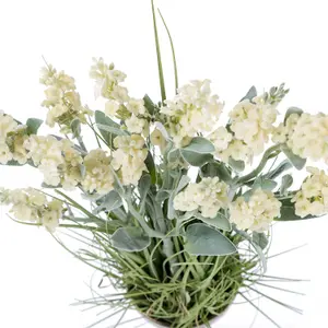 Homescapes Artificial White Lavender Plant in Decorative Metallic Ceramic Pot, 66 cm Tall