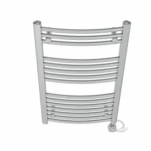 Right Radiators Prefilled Thermostatic Electric Heated Towel Rail Curved Ladder Warmer Rads - Chrome 800x500 mm