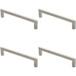 4x Flat D Bar Door Pull Handle 315 x 15mm 300mm Fixing Centres Satin Steel