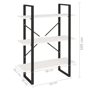 Berkfield 3-Tier Book Cabinet White 80x30x105 cm Solid Pine Wood