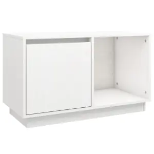 Berkfield TV Cabinet White 74x35x44 cm Solid Wood Pine