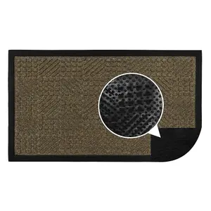 JVL Firth Tile Rubber Backed Door Mat, 40x70cm, Brown