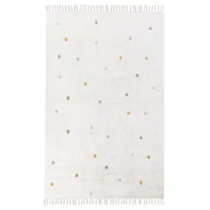 Cotton Area Rug Dotted 140 x 200 cm Off-white ASTAF